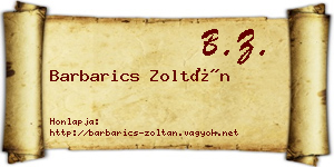 Barbarics Zoltán névjegykártya