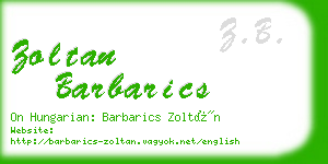 zoltan barbarics business card